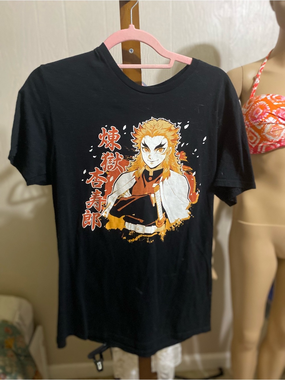 Black Kids Anime Character Graphic Tee - Flame Design